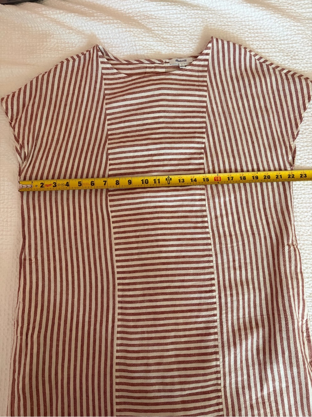 MADEWELL Red Stripe Button-Back Tee Dress – Linen Blend – Size Large - Picture 9 of 9